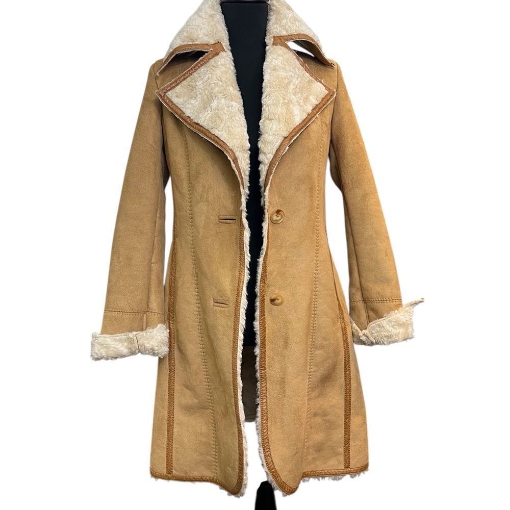 Mossimo Supply Co. Tan Pea Coat with Cream Accents